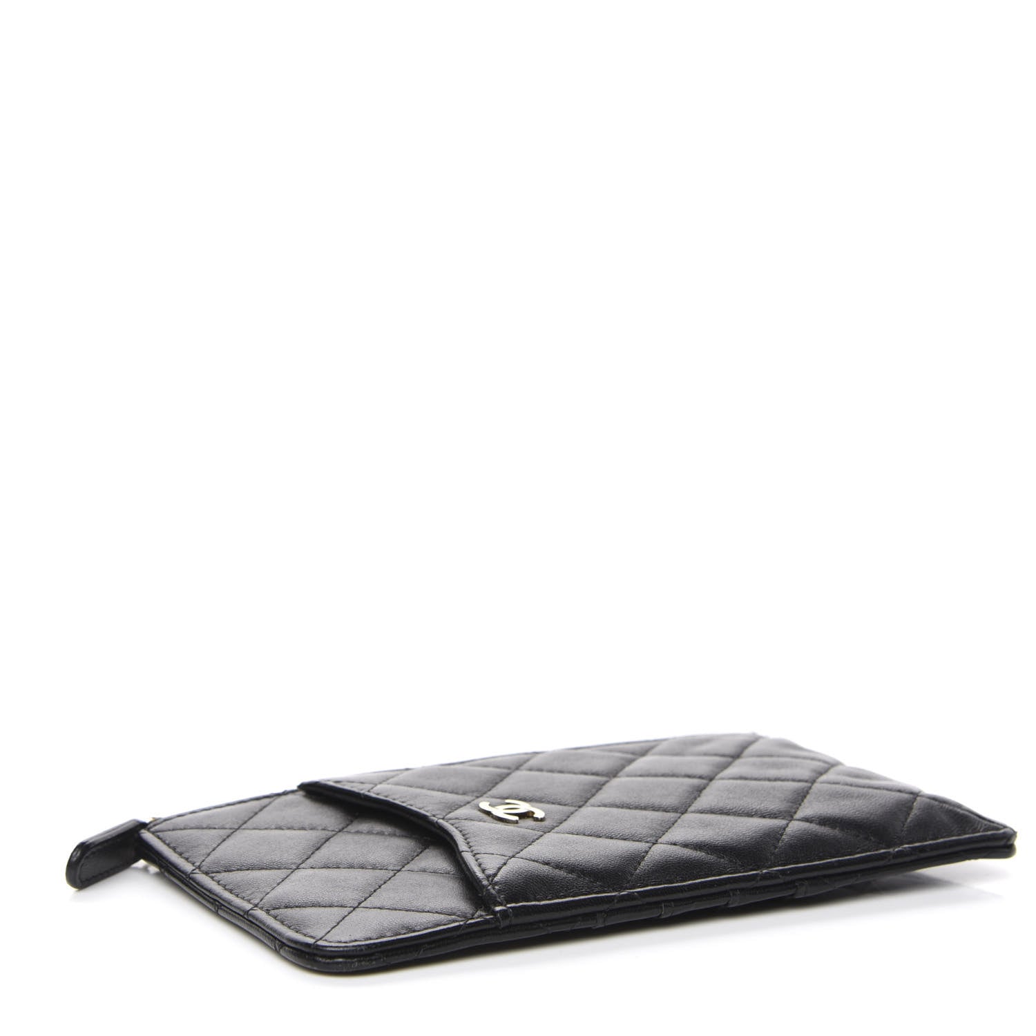 Chanel Lambskin Quilted Classic Flat Wallet Pouch Black 4 of 8