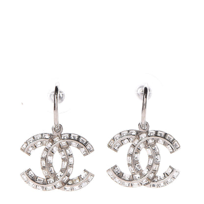 Chanel Baguette Crystal CC Dangle Earrings Silver 1 of 5