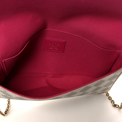 Louis Vuitton Damier Azur Studded Pochette Felicie Chain Wallet Fuchsia 5 of 10