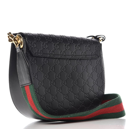 Gucci Guccissima Web Medium Padlock Messenger Shoulder Bag Black 3 of 7