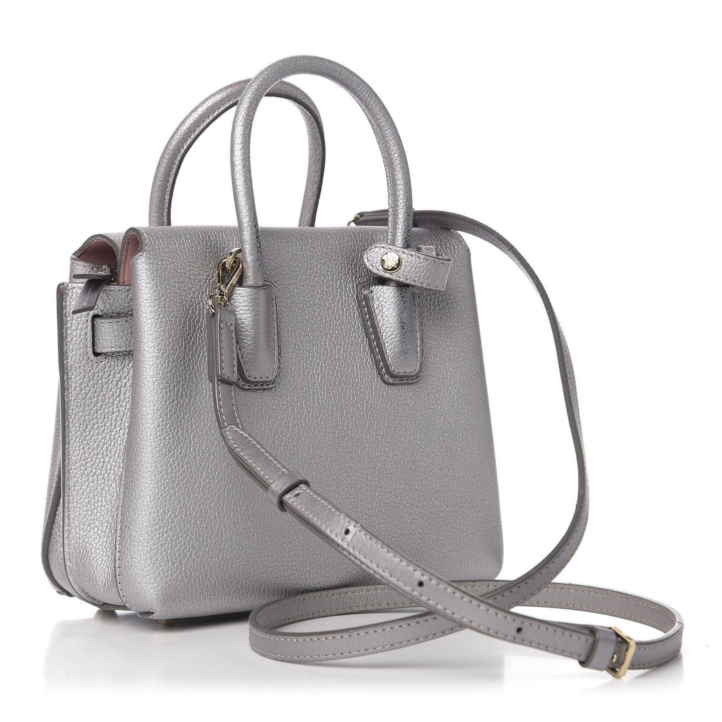 Metallic Grained Calfskin Mini Milla Tote Spike Silver
