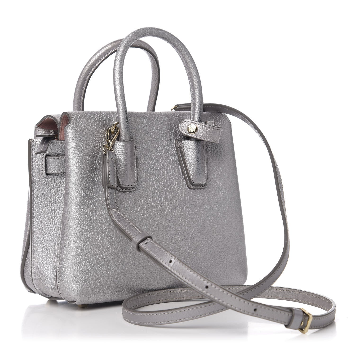 MCM Metallic Grained Calfskin Mini Milla Tote Spike Silver 4 of 11