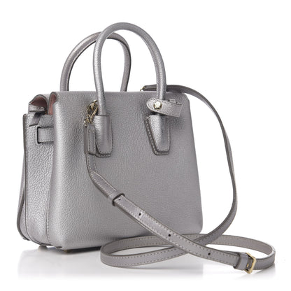 MCM Metallic Grained Calfskin Mini Milla Tote Spike Silver 4 of 11