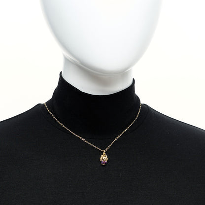 Gucci 18K Yellow Gold Diamond Amethyst Lion Head Necklace 2 of 5