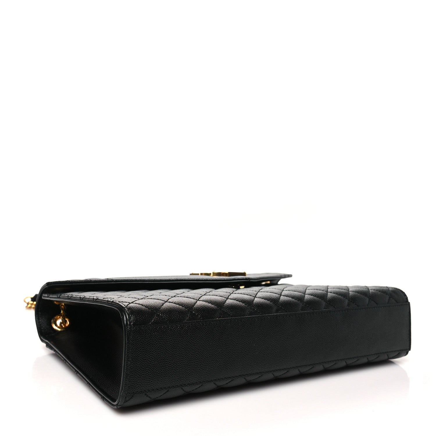 Saint Laurent Grain De Poudre Textured Mixed Matelasse Large Triquilt Monogram Satchel Black 4 of 10
