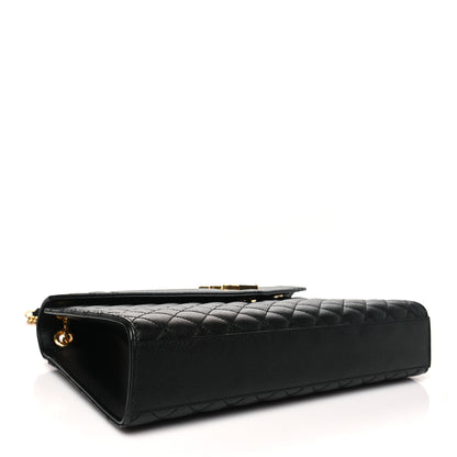 Saint Laurent Grain De Poudre Textured Mixed Matelasse Large Triquilt Monogram Satchel Black 4 of 10