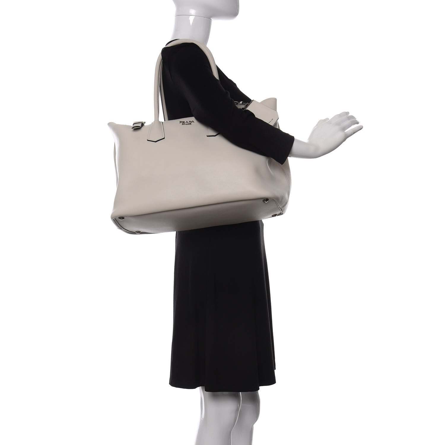 Prada City Calf Shopping Tote Talco 2 of 11