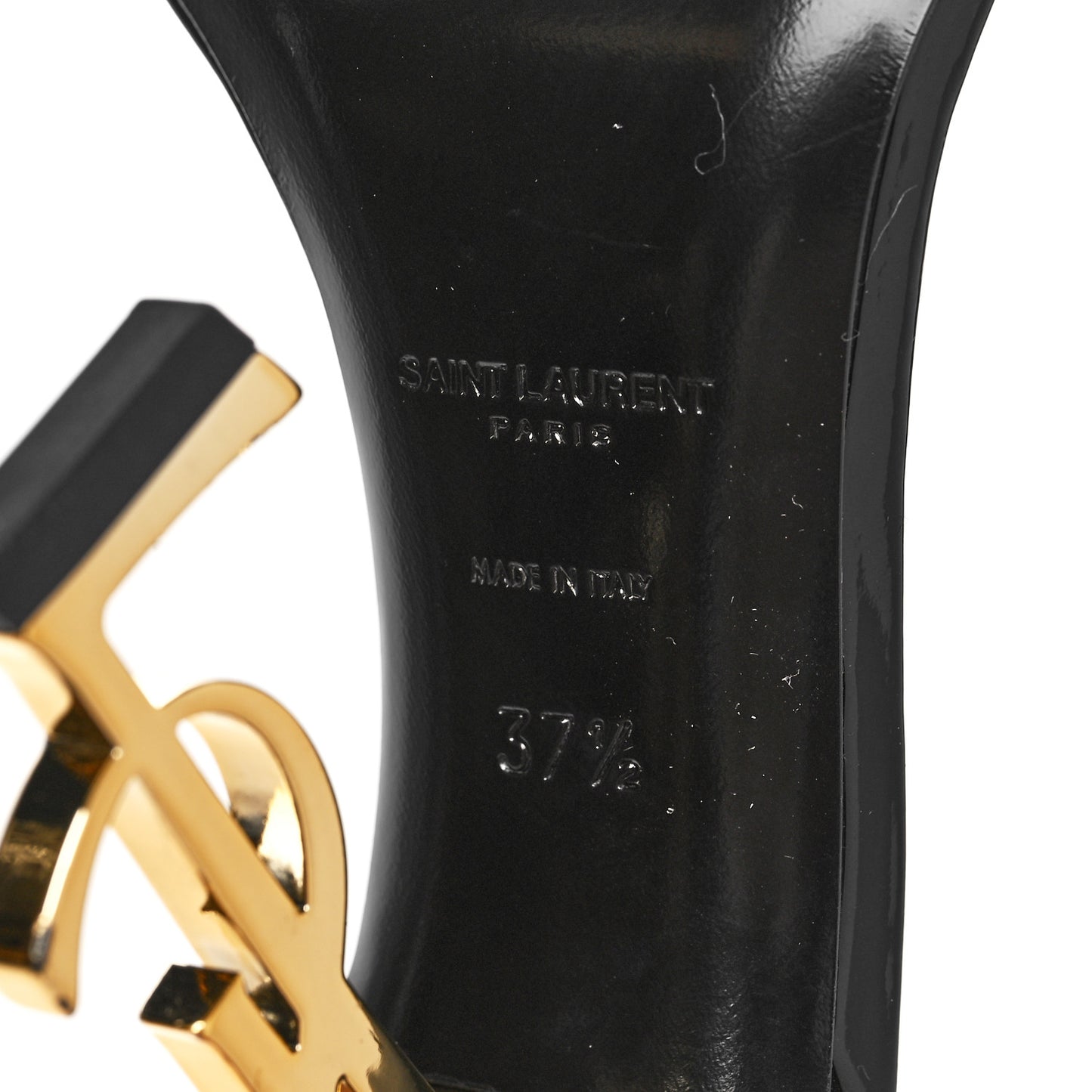Patent Calfskin Opyum 110 Sandals 37.5 Black Gold