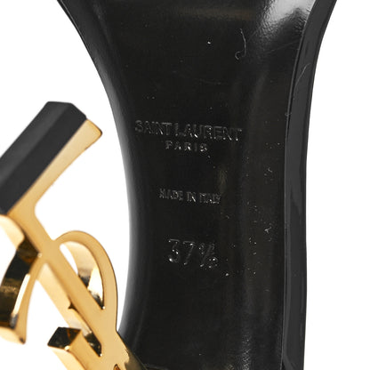 Saint Laurent Patent Calfskin Opyum 110 Sandals 37.5 Black Gold 6 of 12