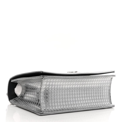 Christian Dior Metallic Patent Micro-Cannage Medium Diorama Flap Bag Silver 3 of 8