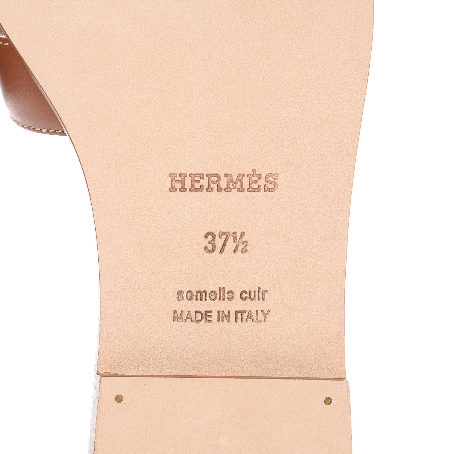 Hermes Box Calfskin Oran Sandals 37.5 Gold 6 of 7
