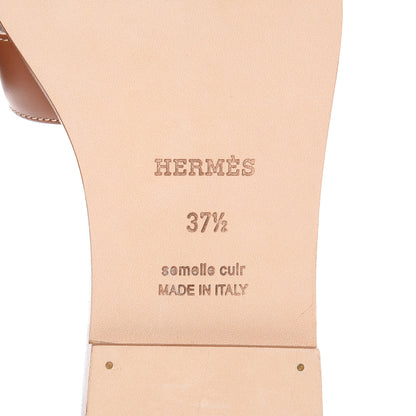 Hermes Box Calfskin Oran Sandals 37.5 Gold 6 of 7