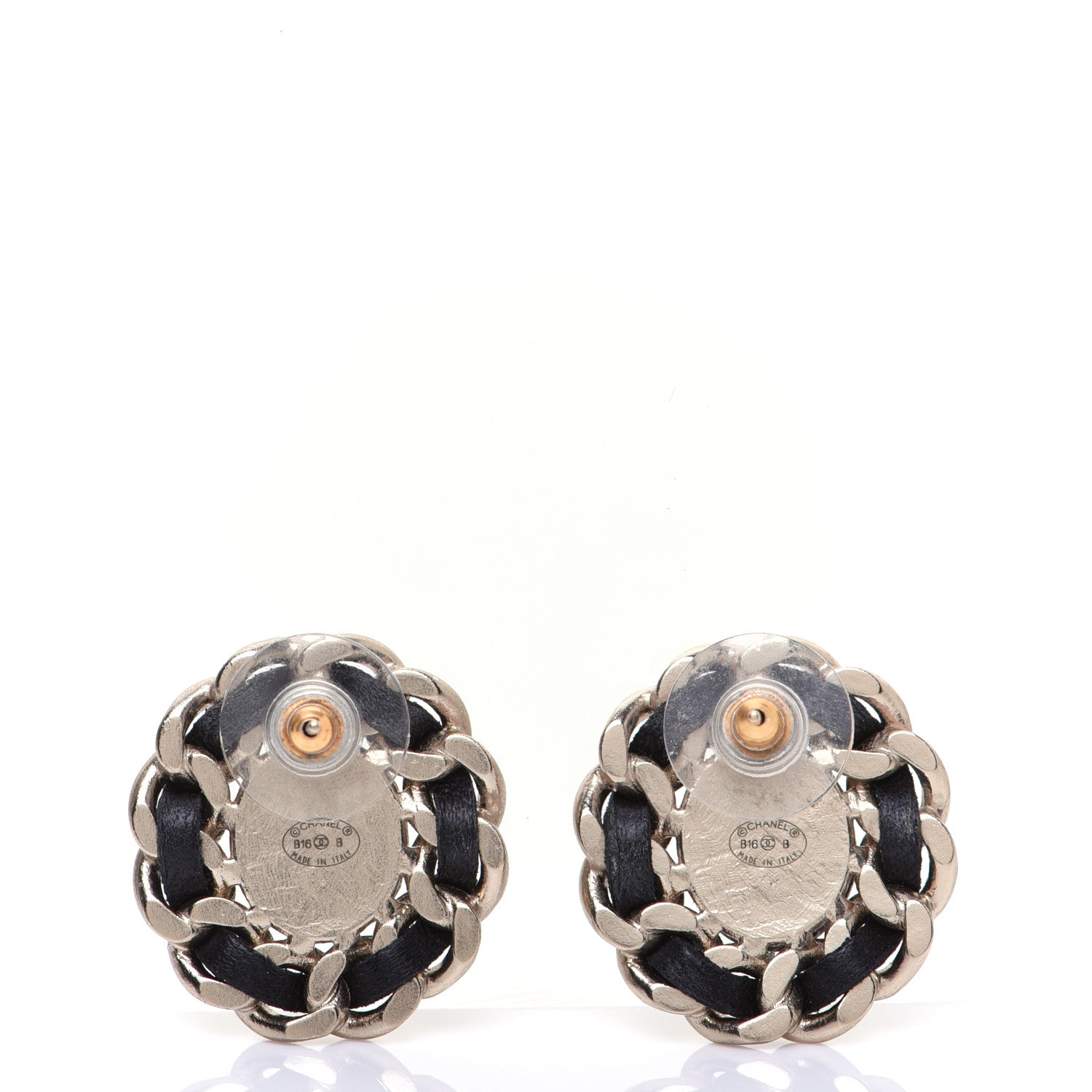 Chanel Lambskin Chain Around CC Earrings Light Gold Black 3 of 7