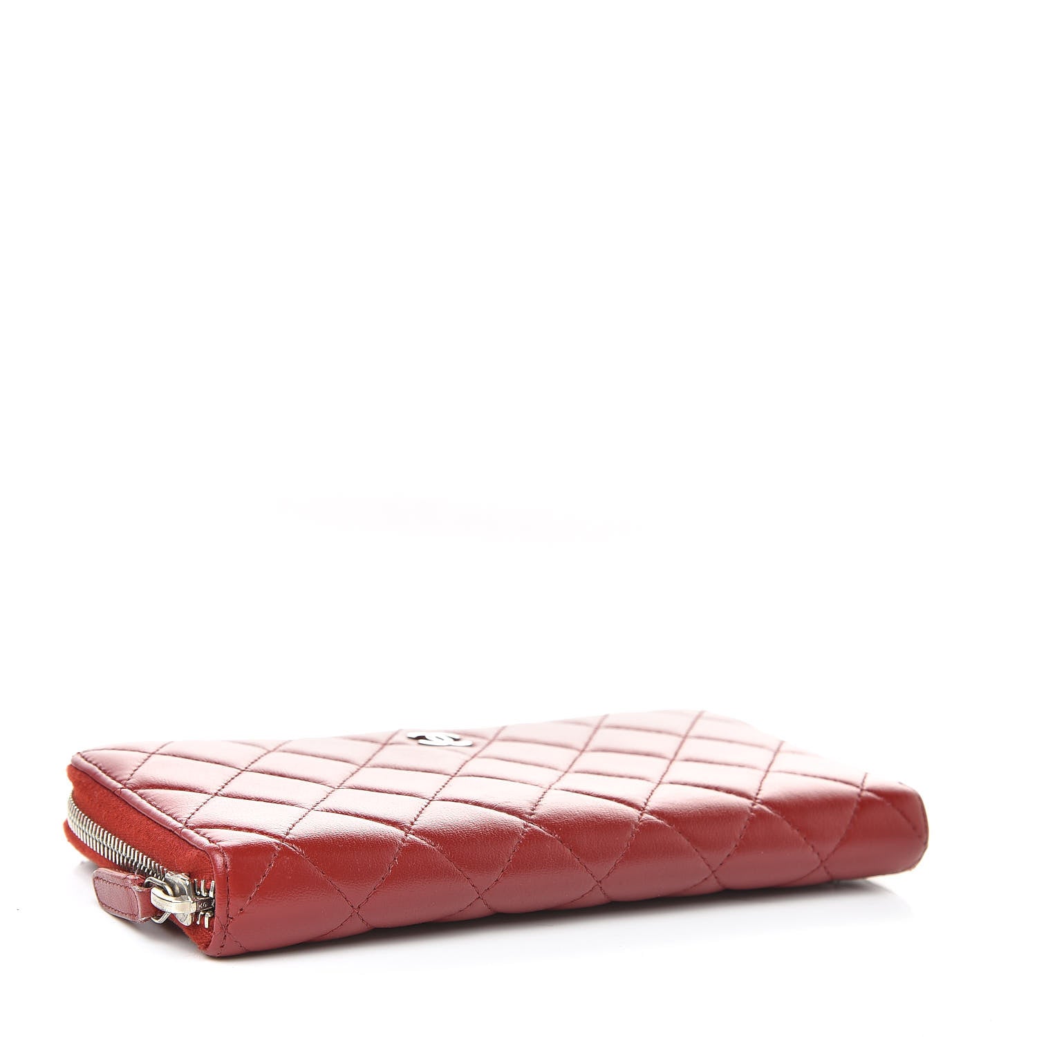 Chanel Lambskin Quilted Large Gusset Zip Around Wallet Red 4 of 10