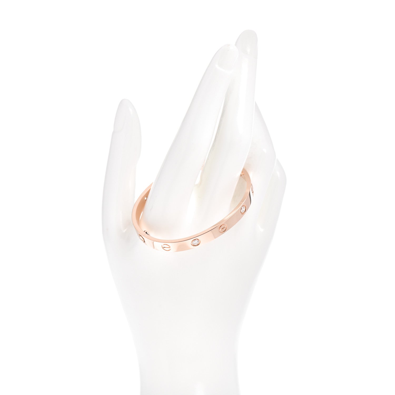 Cartier 18K Pink Gold 4 Diamond LOVE Bracelet 16 2 of 5