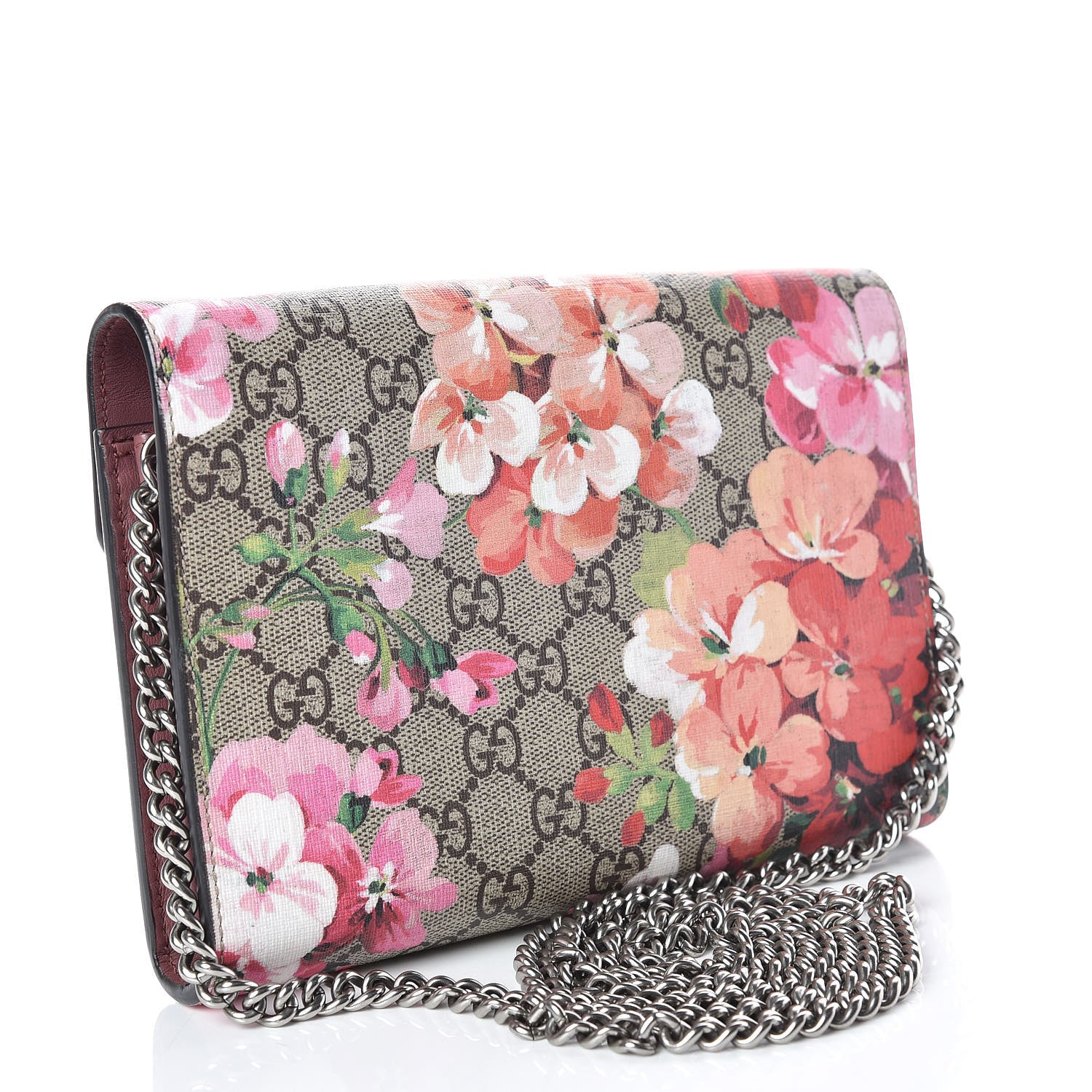 Gucci GG Supreme Monogram Blooms Mini Dionysus Chain Wallet Beige Multicolor Dry Rose 3 of 10