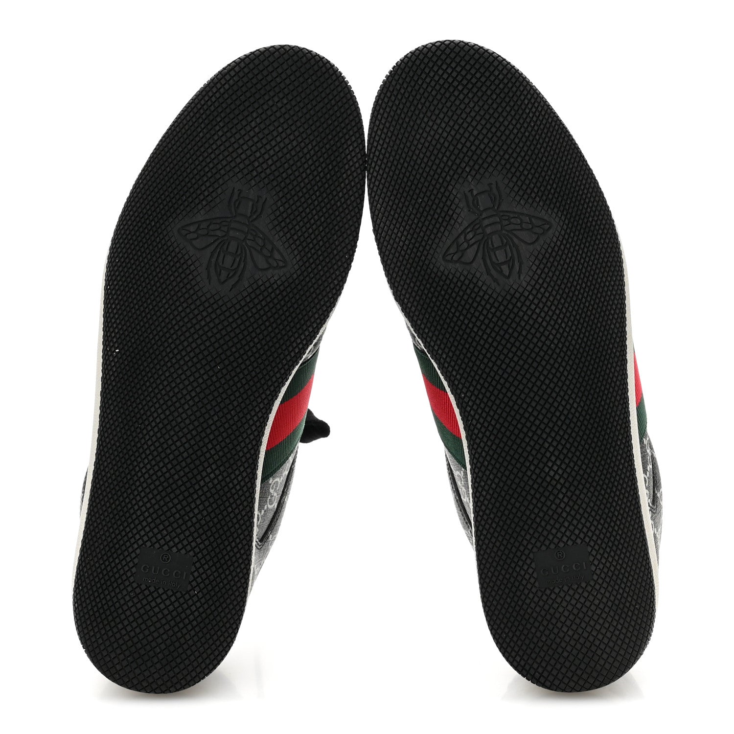 Gucci GG Supereme Monogram Miro Soft Calfskin Web Mens Screener Sneakers 9 Black Grey Sky 6 of 10