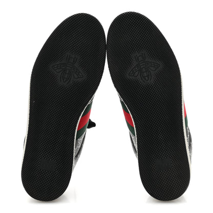 Gucci GG Supereme Monogram Miro Soft Calfskin Web Mens Screener Sneakers 9 Black Grey Sky 6 of 10