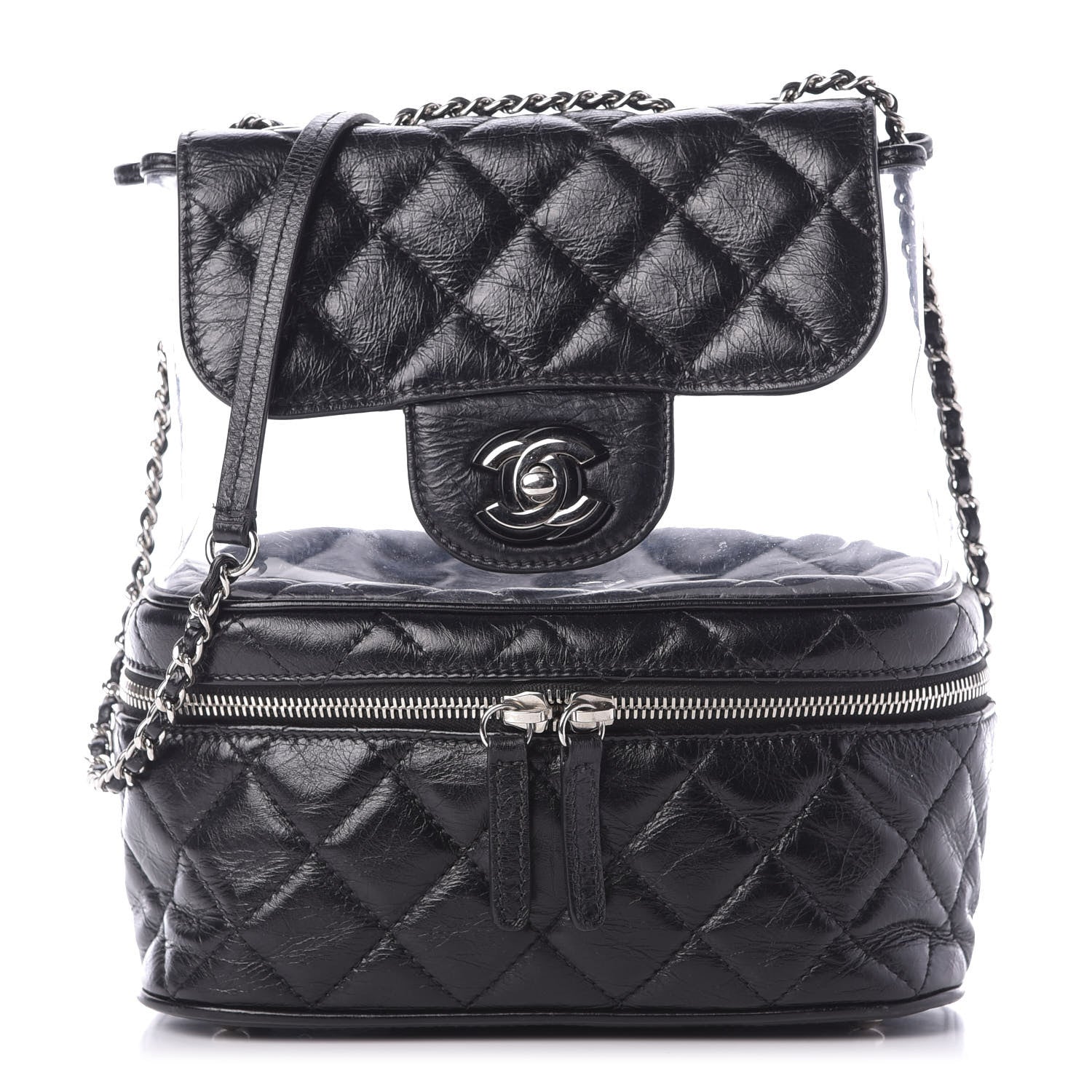 Chanel Crumpled Calfskin PVC Quilted Flap Black 1 of 7