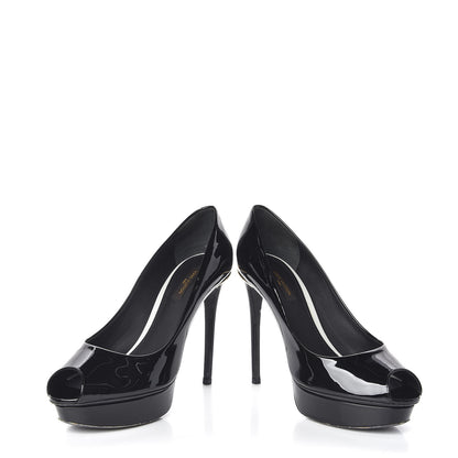 Louis Vuitton Patent Calfskin Eyeline Open Toe Pumps 36.5 Black 6 of 12