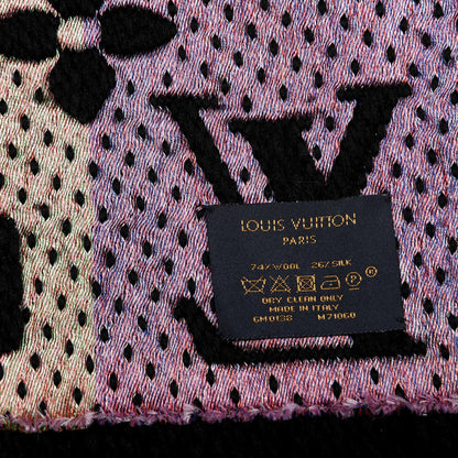Louis Vuitton Wool Silk Stories Logomania Scarf Black 3 of 4