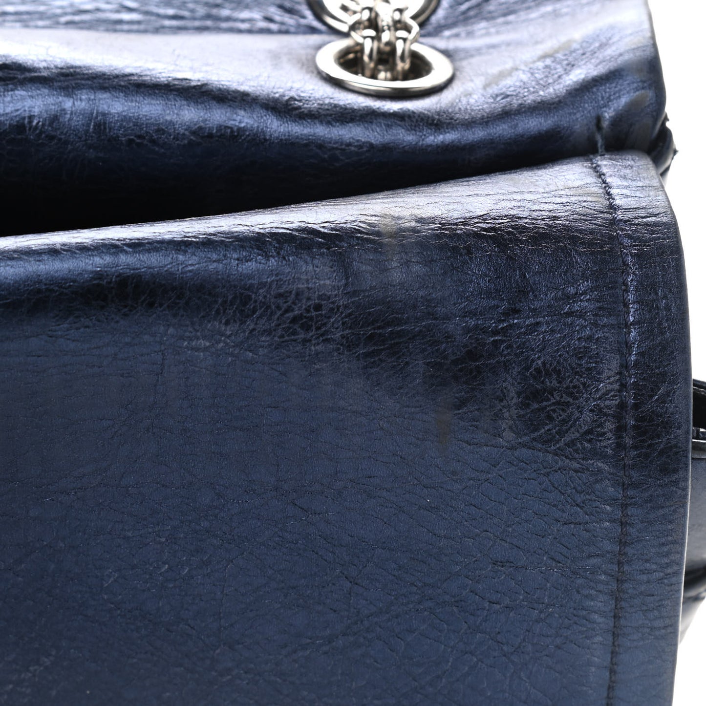 Metallic Aged Calfskin Quilted 2.55 Reissue 227 Flap Blue