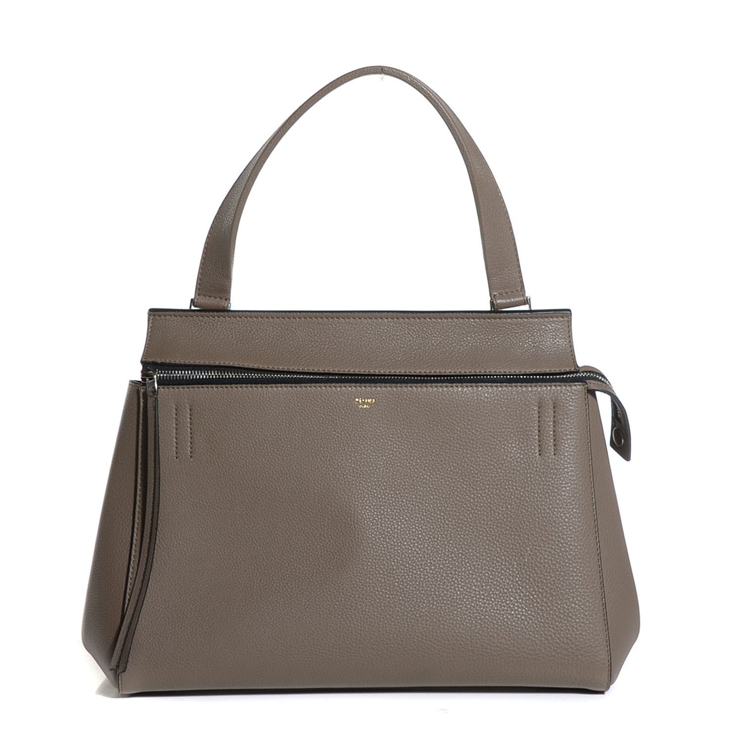 Drummed Calfskin Medium Edge Shoulder Bag Grey