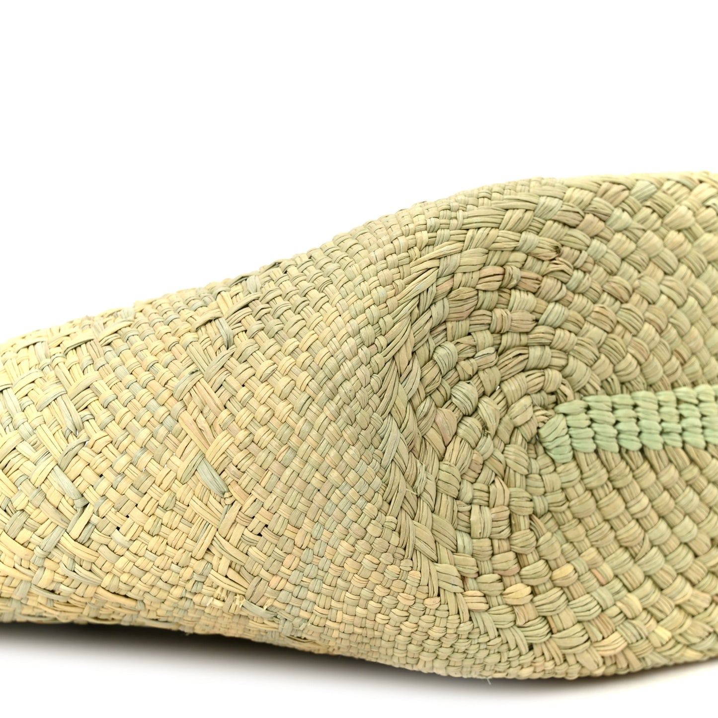 Calfskin Raffia Small Anagram Basket Tote Bag Natural Fresh Mint
