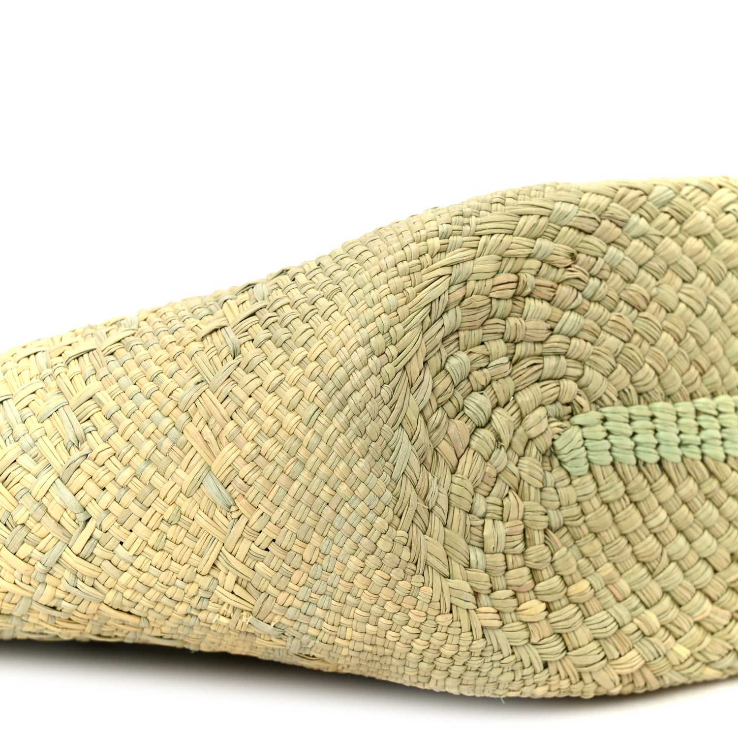 Loewe Calfskin Raffia Small Anagram Basket Tote Bag Natural Fresh Mint 9 of 10