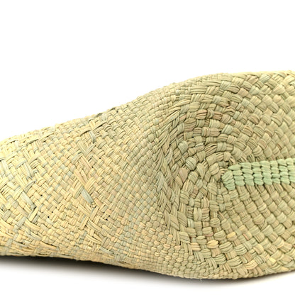 Loewe Calfskin Raffia Small Anagram Basket Tote Bag Natural Fresh Mint 9 of 10