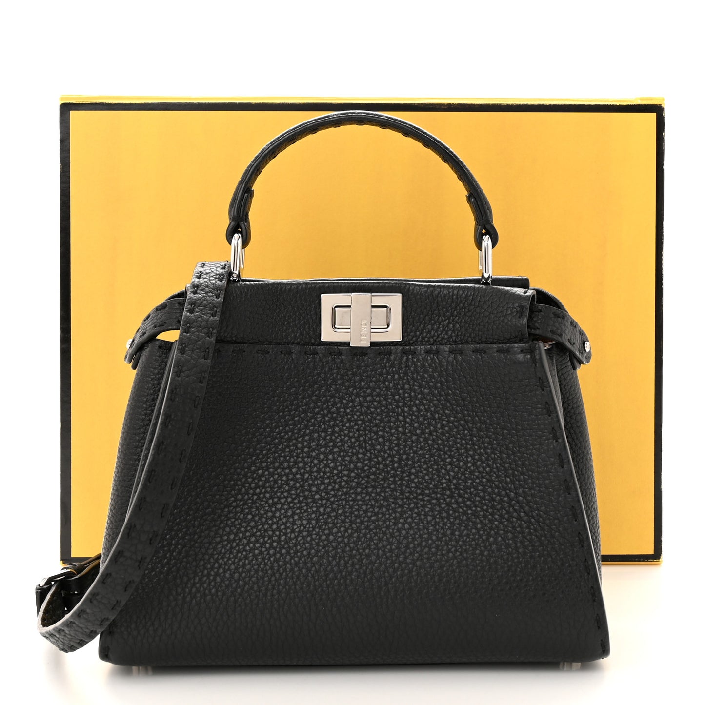 Cuoio Romano Selleria Bi-Color Mini Peekaboo Iconic Satchel Black Mou
