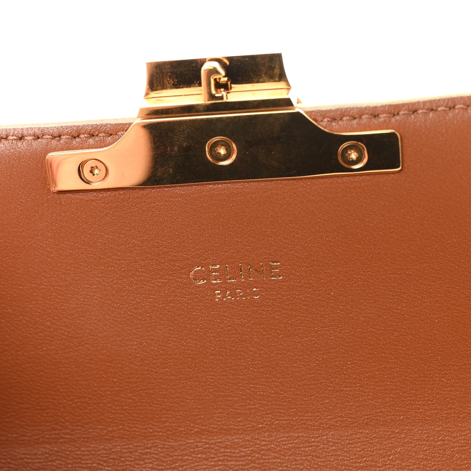 Celine Canvas Calfskin Triomphe Shoulder Bag White 6 of 11