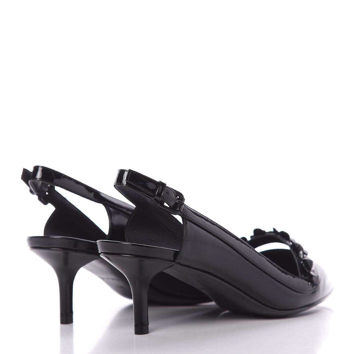 Patent Calfskin Slingback Pumps 35 Black