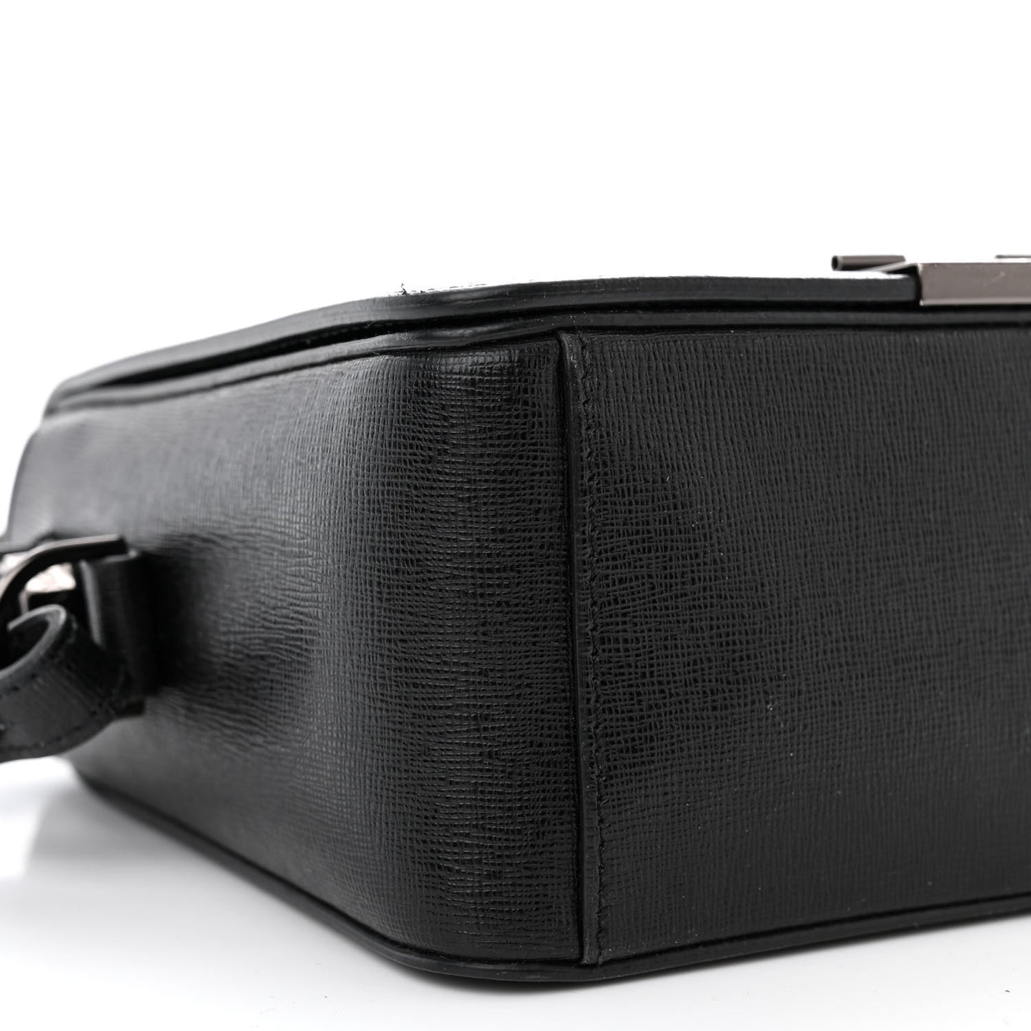Saffiano Striped Mini Diag Binder Clip Bag Black White Indus