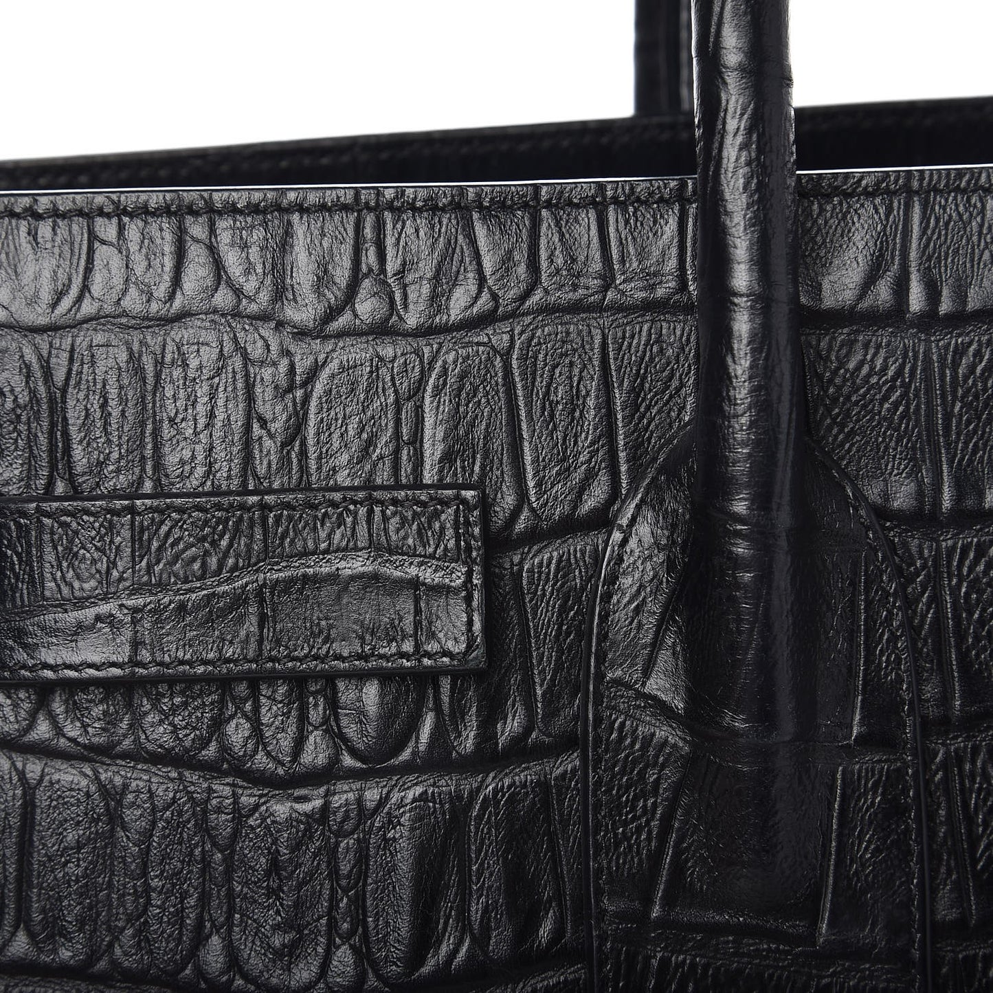 Calfskin Crocodile Embossed Small Sac de Jour Black