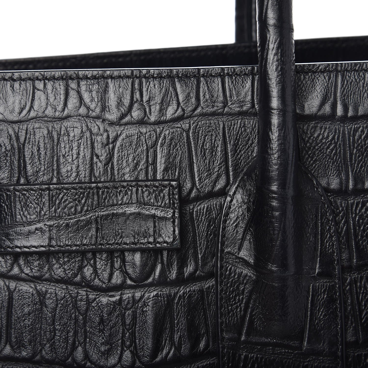 Saint Laurent Calfskin Crocodile Embossed Small Sac de Jour Black 12 of 12
