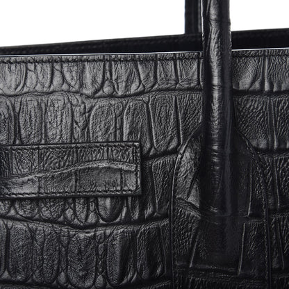 Saint Laurent Calfskin Crocodile Embossed Small Sac de Jour Black 12 of 12