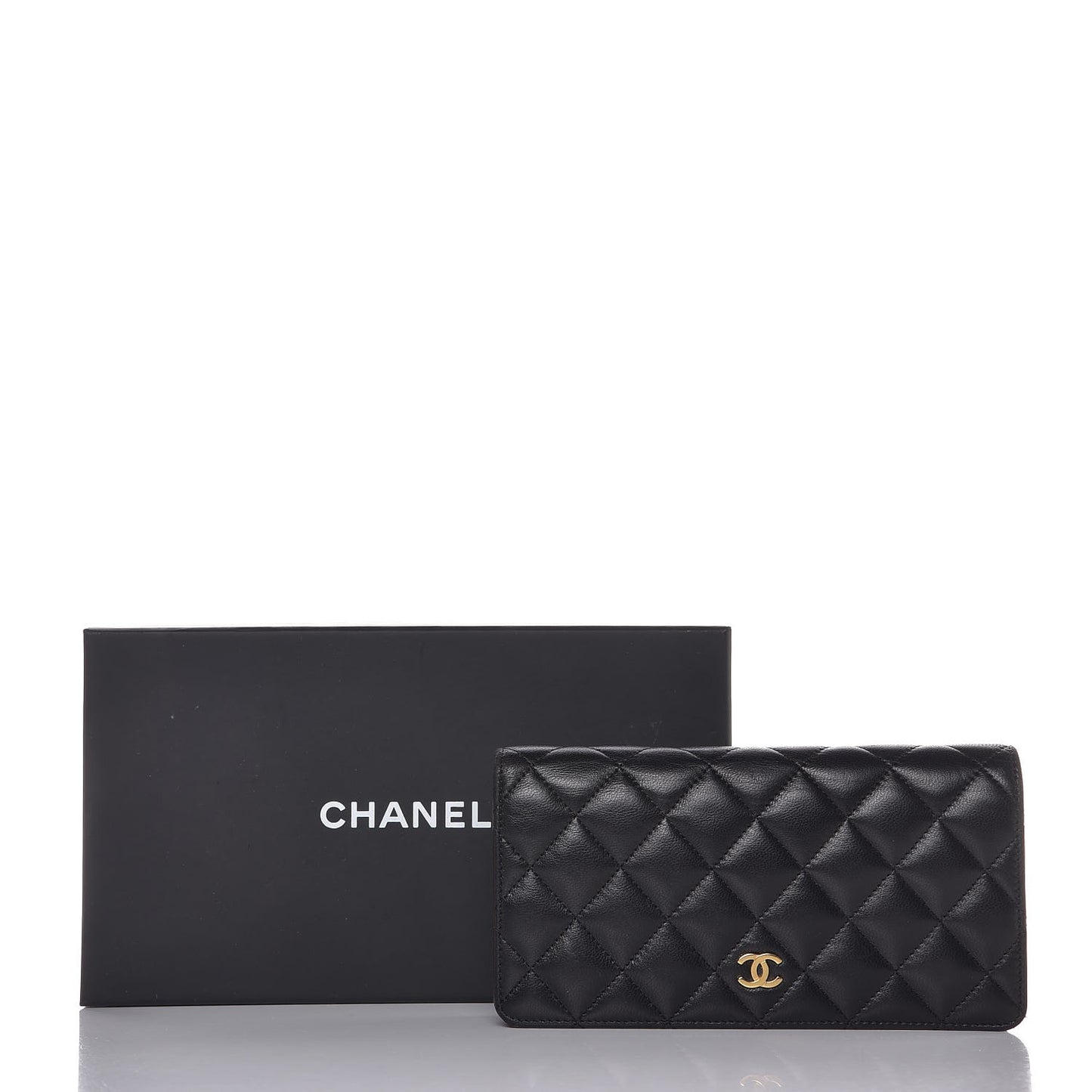 Lambskin Quilted Yen Wallet Black