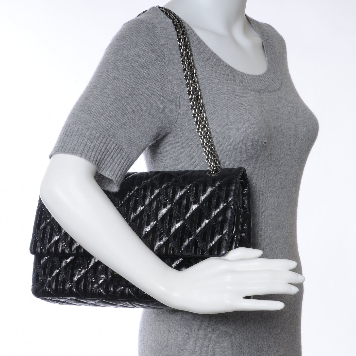 Quilted Leather 2.55 Reissue 227 Striped Black Flap