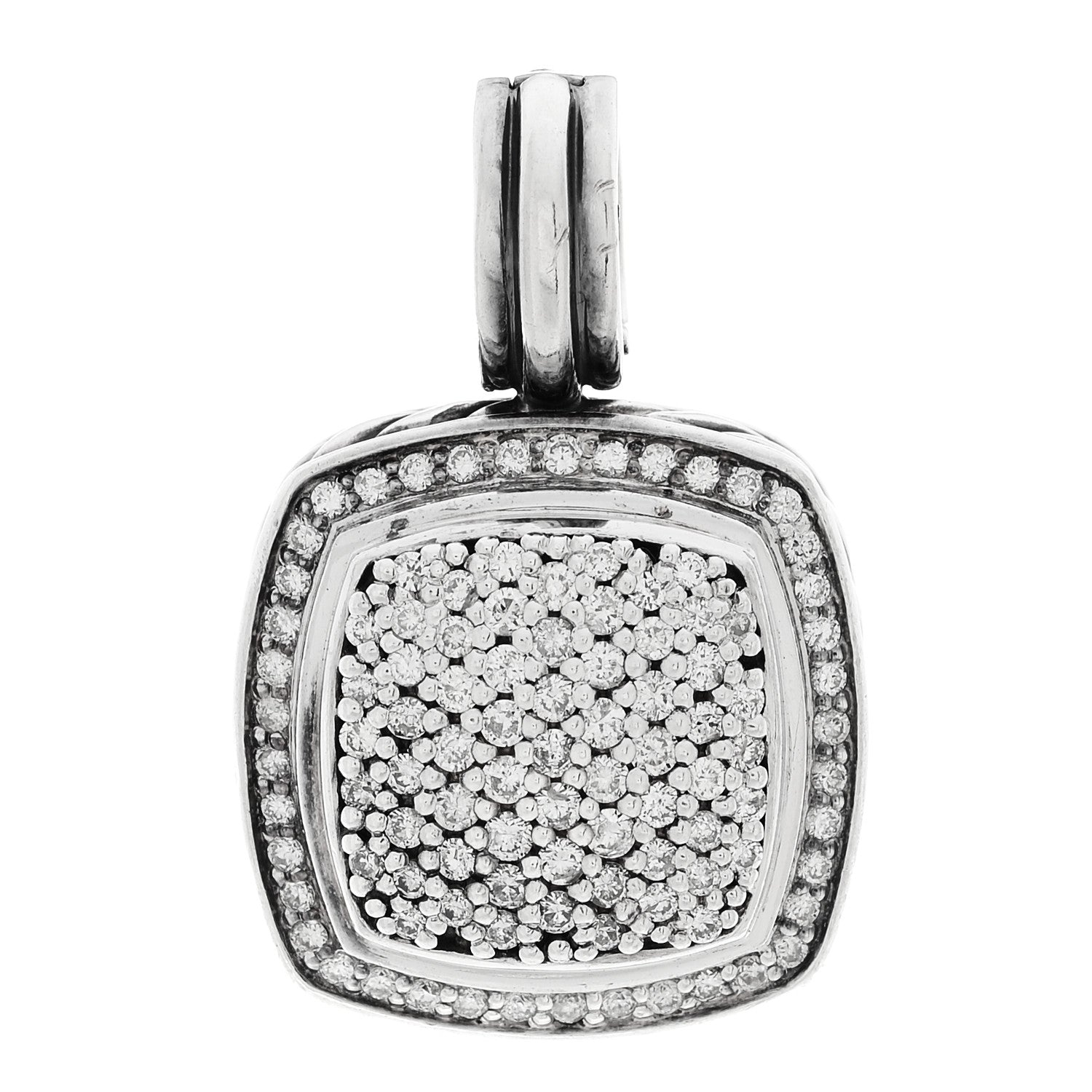 David Yurman Sterling Silver Diamond 20mm Albion Enhancer Pendant 1 of 3