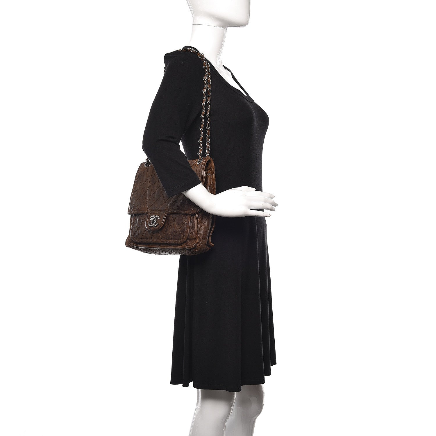 Chanel Aged Crumpled Calfskin Small Vintage Flap Brown 2 of 10