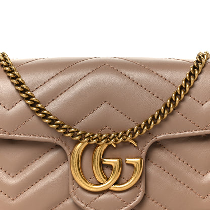Gucci Calfskin Matelasse Super Mini GG Marmont Shoulder Bag Porcelain Rose 8 of 11