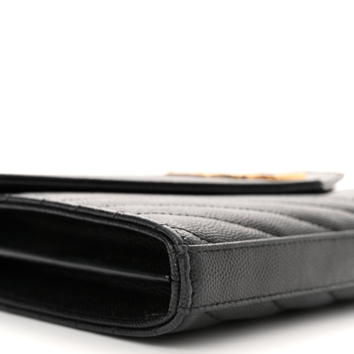 Saint Laurent Grain De Poudre Matelasse Chevron Monogram Chain Wallet Black 8 of 10