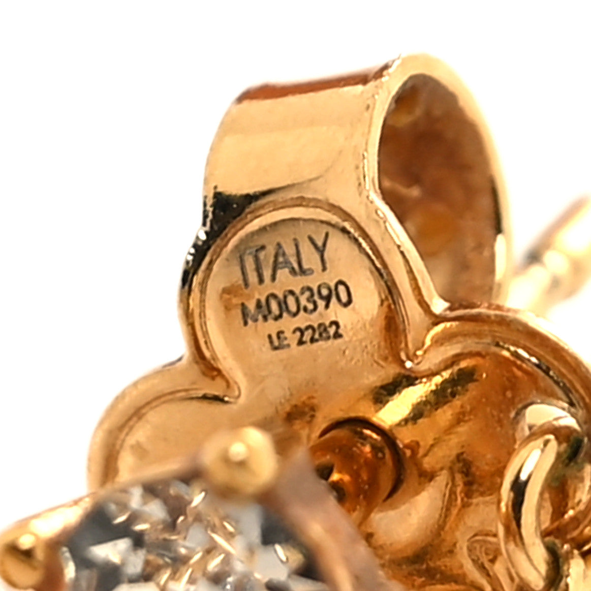 Louis Vuitton Metal Crystal Petit Louis Earrings Gold 4 of 5