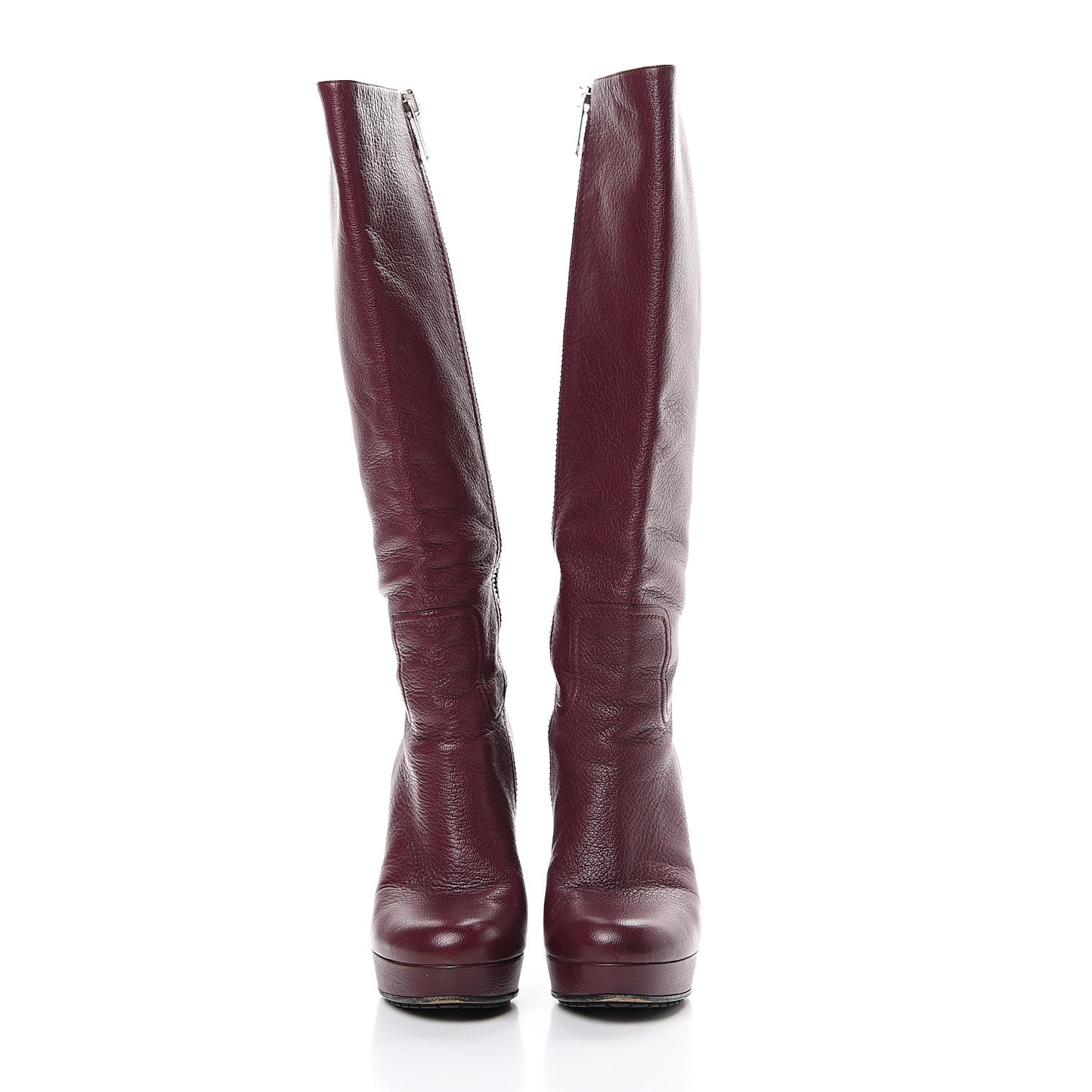 Calfskin Anouk Knee High Boots 37.5 Burgundy