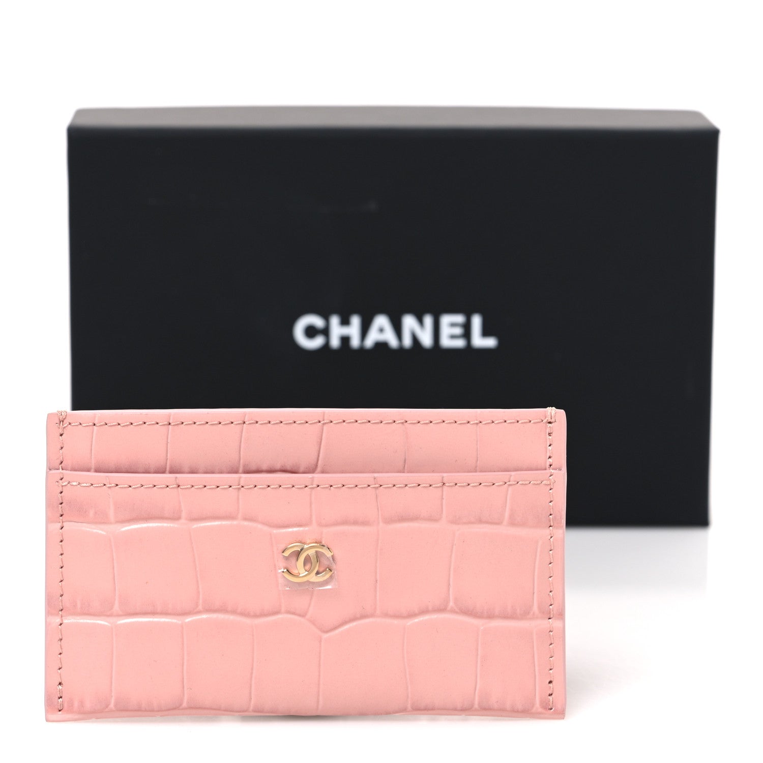 Chanel Calfskin Crocodile Embossed Crococo Card Holder Light Pink 8 of 8