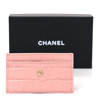 Chanel Calfskin Crocodile Embossed Crococo Card Holder Light Pink 8 of 8
