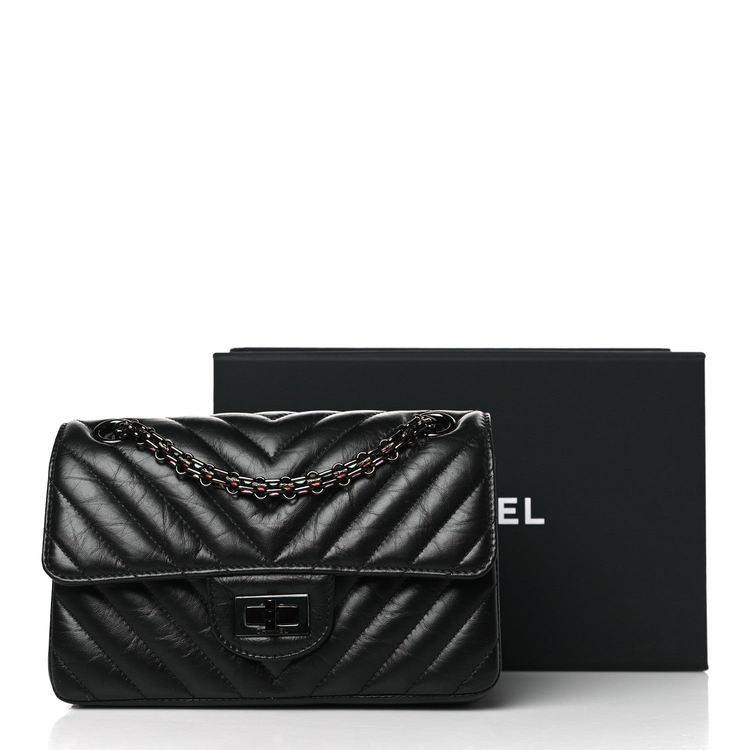 Chanel Aged Calfskin Chevron Quilted 2.55 Reissue Mini Flap So Black 11 of 11