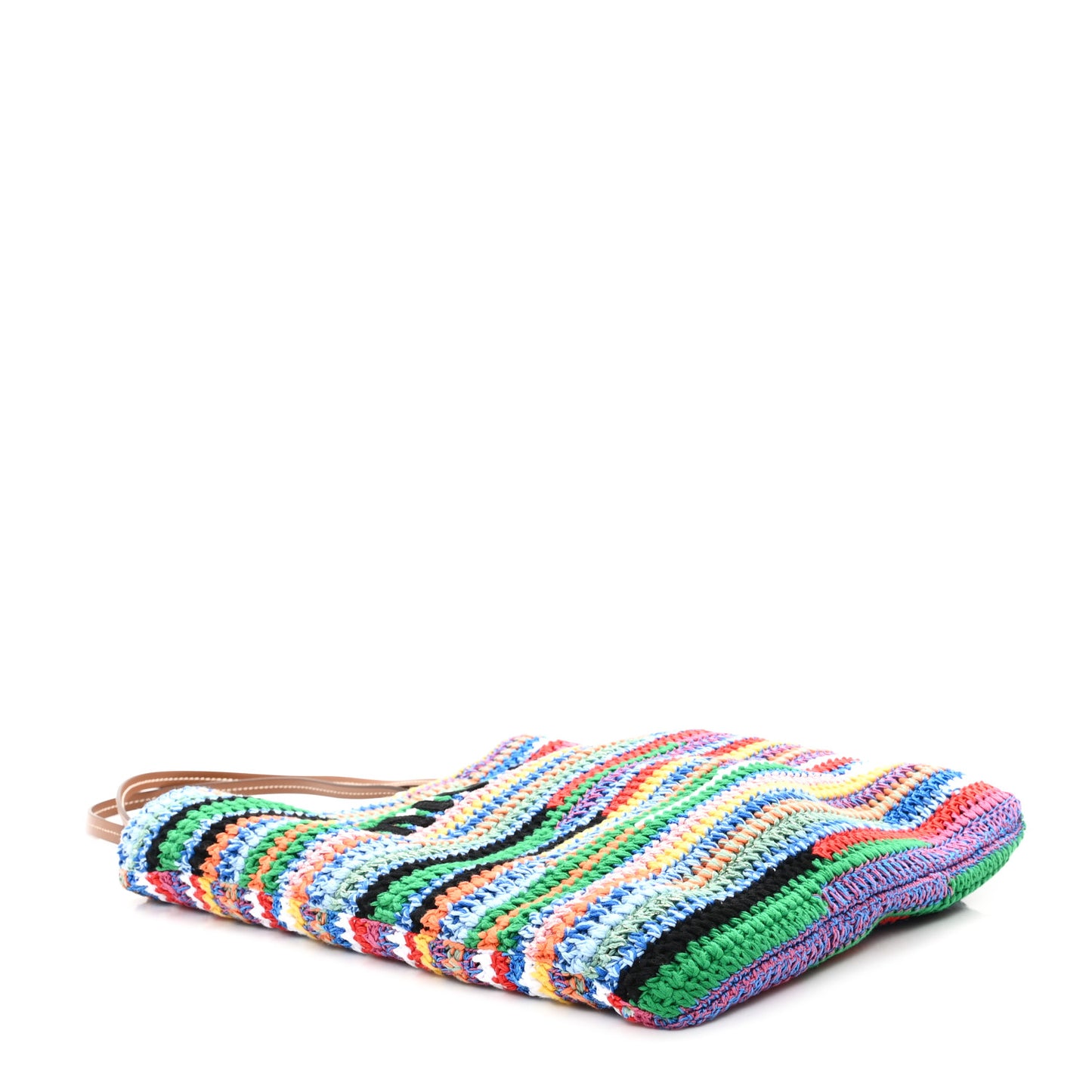 Cotton Crochet Stripe Vertical Tote Bag Multicolor