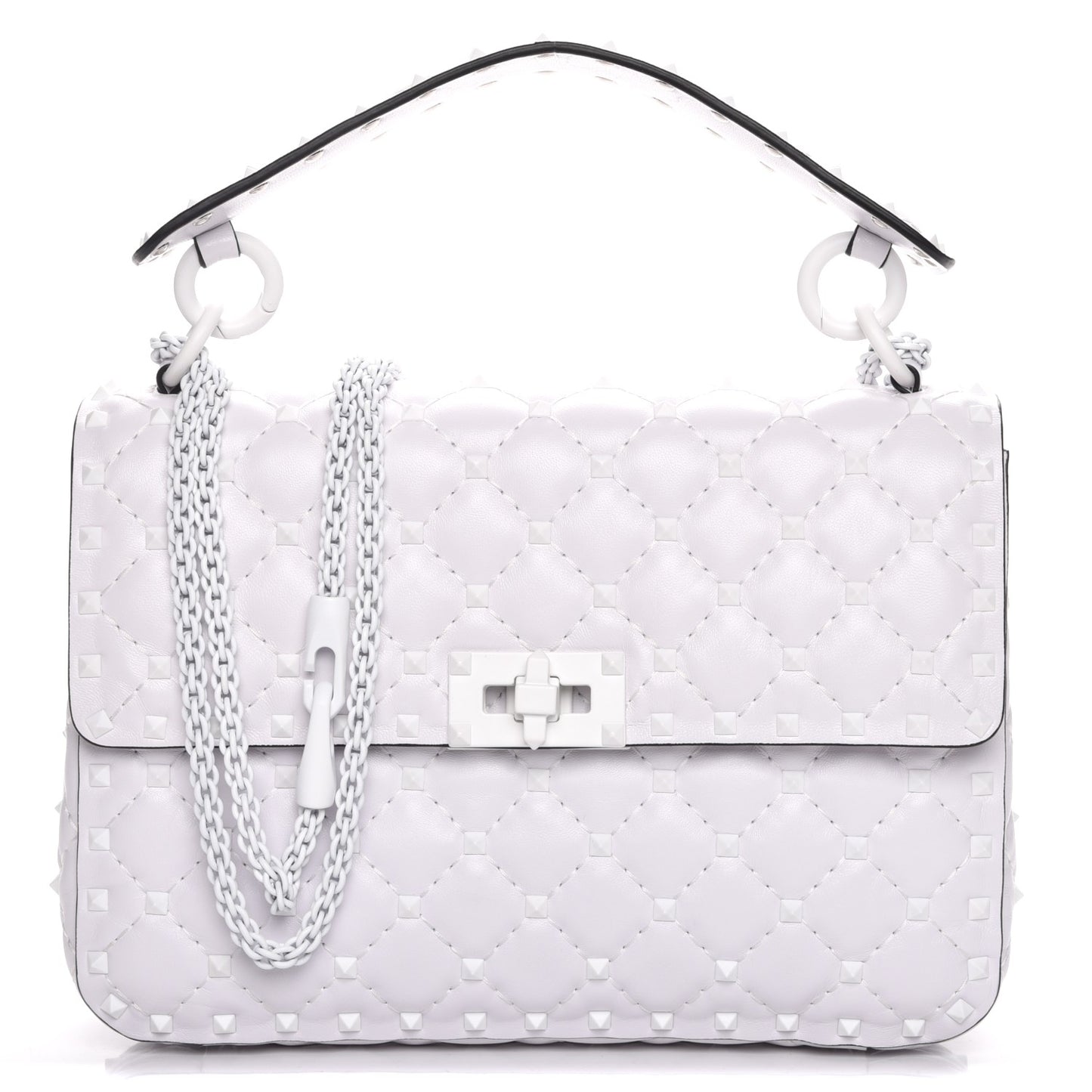 Lambskin Medium Free Rockstud Spike Shoulder Bag Optic White